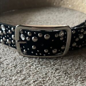 Studded Black Belt with Silver Buckle